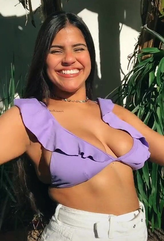 1. Pretty Julia Antunes Shows Cleavage in Purple Bikini Top