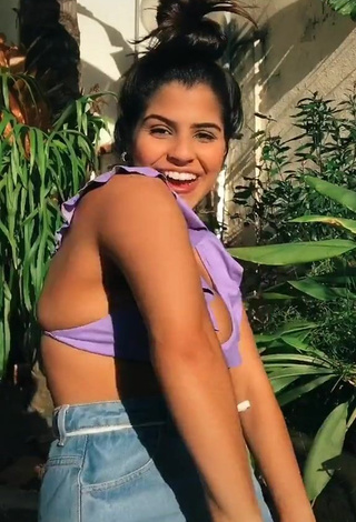 2. Adorable Julia Antunes Shows Cleavage in Seductive Purple Bikini Top and Bouncing Boobs (Side Boob)