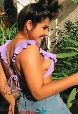 3. Adorable Julia Antunes Shows Cleavage in Seductive Purple Bikini Top and Bouncing Boobs (Side Boob)