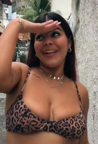 1. Sweet Julia Antunes Shows Cleavage in Cute Leopard Bikini Top and Bouncing Boobs