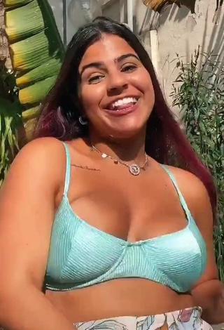 Captivating Julia Antunes Shows Cleavage in Blue Bikini Top and Bouncing Boobs