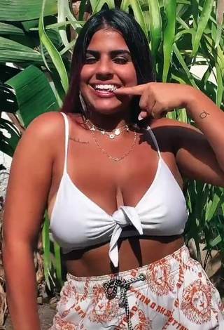 Julia Antunes in Appealing White Bikini Top