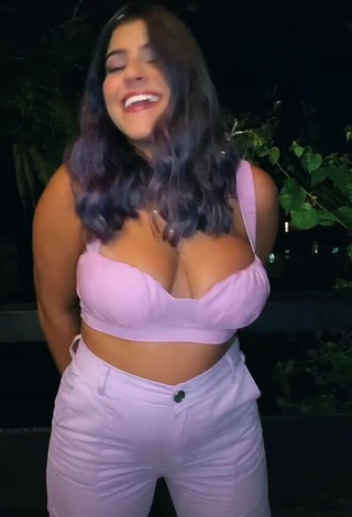 1. Fine Julia Antunes Shows Cleavage in Sweet Purple Crop Top