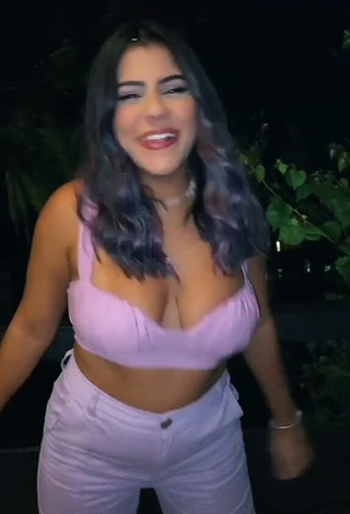 2. Fine Julia Antunes Shows Cleavage in Sweet Purple Crop Top