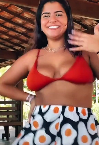 Breathtaking Julia Antunes Shows Cleavage in Red Bikini Top