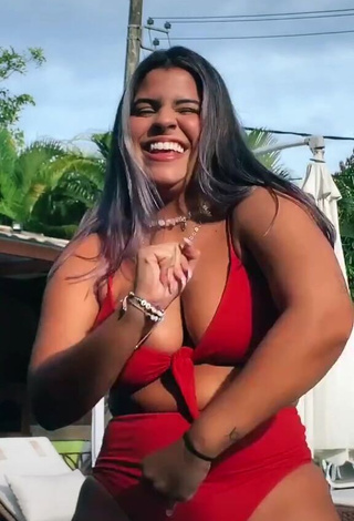 1. Hot Julia Antunes Shows Cleavage in Red Bikini