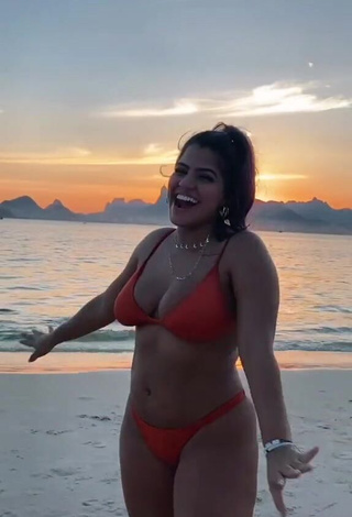 1. Pretty Julia Antunes in Red Bikini at the Beach