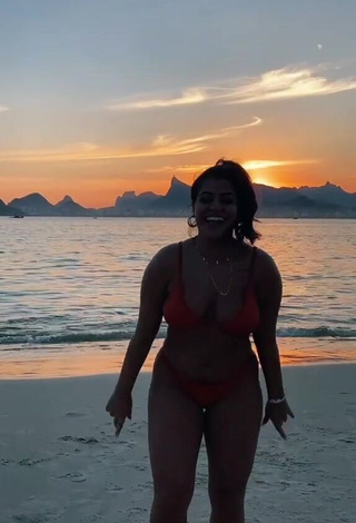 2. Pretty Julia Antunes in Red Bikini at the Beach