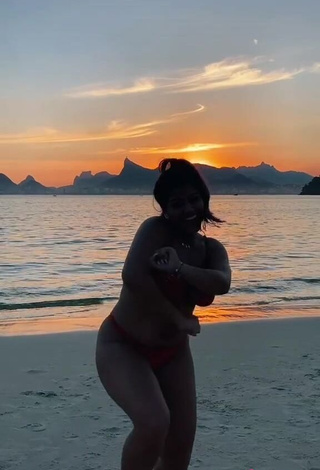 3. Pretty Julia Antunes in Red Bikini at the Beach