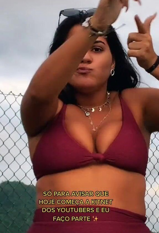 3. Attractive Julia Antunes Shows Cleavage in Red Bikini and Bouncing Breasts