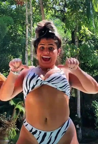 1. Wonderful Julia Antunes Shows Cleavage in Zebra Bikini