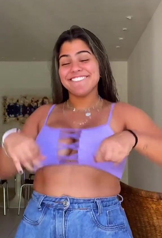 1. Captivating Julia Antunes Shows Cleavage in Purple Crop Top and Bouncing Breasts