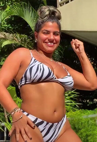 3. Adorable Julia Antunes Shows Cleavage in Seductive Zebra Bikini