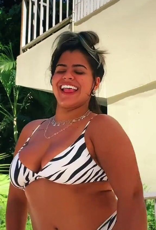 2. Beautiful Julia Antunes Shows Cleavage in Sexy Zebra Bikini and Bouncing Breasts