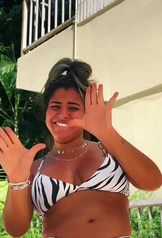 3. Beautiful Julia Antunes Shows Cleavage in Sexy Zebra Bikini and Bouncing Breasts