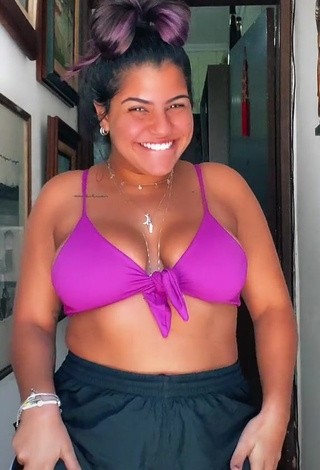 1. Gorgeous Julia Antunes Shows Cleavage in Alluring Violet Bikini Top and Bouncing Boobs