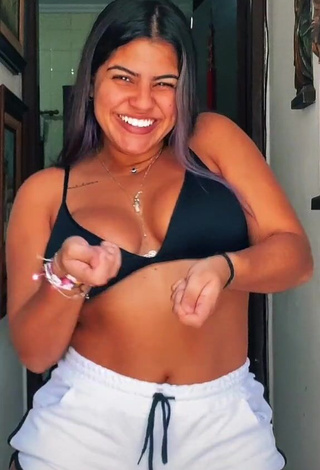 1. Julia Antunes Looks Sweetie in Black Bikini Top and Bouncing Boobs