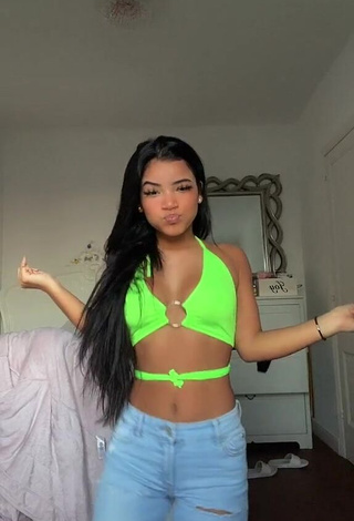 1. kerlytaaaaa in Appealing Lime Green Crop Top