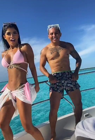 2. Irresistible Kimberly Flores in Pink Bikini Top on a Boat