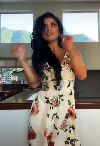 Cute Kimberly Flores Shows Cleavage in Floral Dress