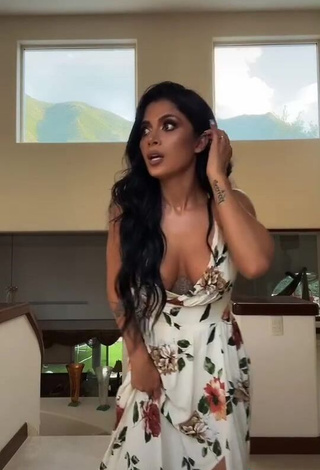 Sweetie Kimberly Flores Shows Cleavage in Floral Dress