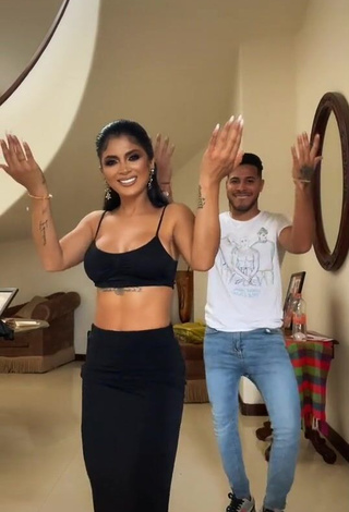 Wonderful Kimberly Flores Shows Cleavage in Black Crop Top