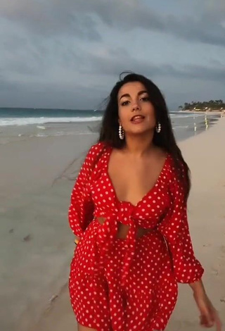 Erotic Lana in Polka Dot Sundress at the Beach