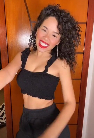 Irresistible Laura Brito in Black Crop Top