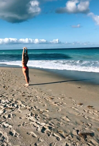 1. Sweet Olivia Dunne in Cute Red Bikini at the Beach