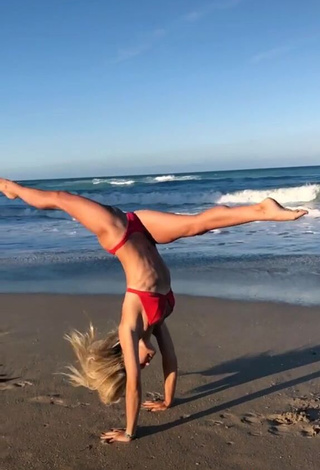 3. Really Cute Olivia Dunne in Red Bikini at the Beach