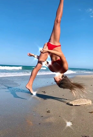 3. Hot Olivia Dunne in Red Bikini at the Beach