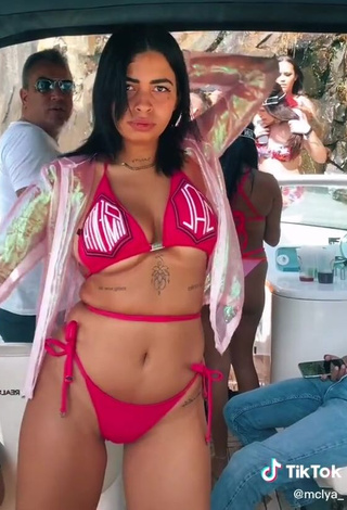 2. Hot MC Lya Shows Cleavage in Red Bikini (Underboob)