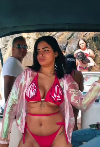 3. Hot MC Lya Shows Cleavage in Red Bikini (Underboob)