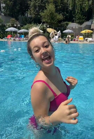 Irresistible Miray Aktağ in Red Bikini at the Pool