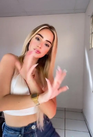 3. Really Cute Nicolle Figueroa Shows Cleavage in White Crop Top and Bouncing Boobs