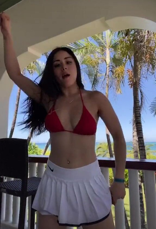 Captivating Ónice Flores Shows Cleavage in Red Bikini Top and Bouncing Boobs