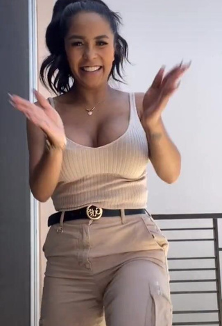 Erotic Pao Castillo Shows Cleavage in Beige Top and Bouncing Boobs