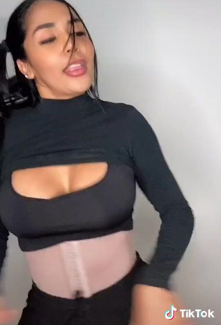 Beautiful Pao Castillo Shows Cleavage in Sexy Black Crop Top and Bouncing Boobs