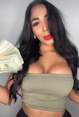 Irresistible Pao Castillo Shows Cleavage in Olive Tube Top