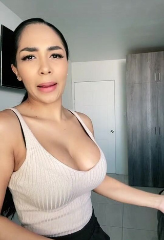 Hot Pao Castillo Shows Cleavage in Grey Top and Bouncing Boobs