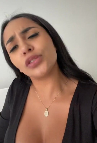 Sweet Pao Castillo Shows Cleavage in Cute Black Crop Top