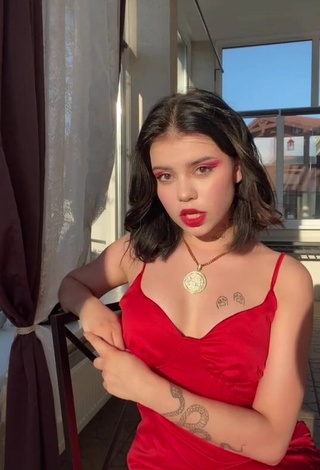 Erotic Regina Isaenko in Red Dress