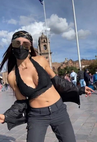 Sweet Rosángela Espinoza Shows Cleavage in Cute Black Crop Top