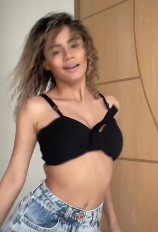 Alluring Sandra Costa in Erotic Black Crop Top and Bouncing Boobs