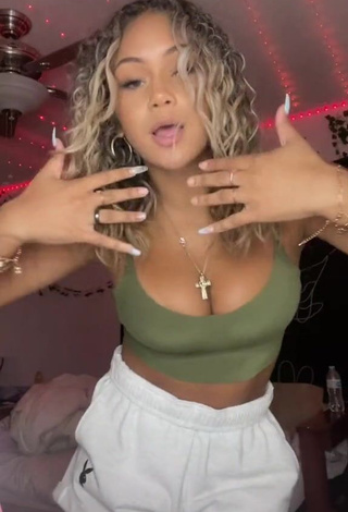 1. Irresistible Shayla Marie Shows Cleavage in Olive Crop Top and Bouncing Breasts