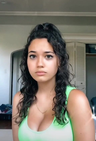 1. Hottie Sofia Gomez Shows Cleavage in Green Top and Bouncing Boobs