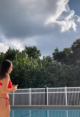 1. Captivating Sofia Gomez Shows Cleavage in Red Bikini at the Pool and Bouncing Boobs (Underboob)