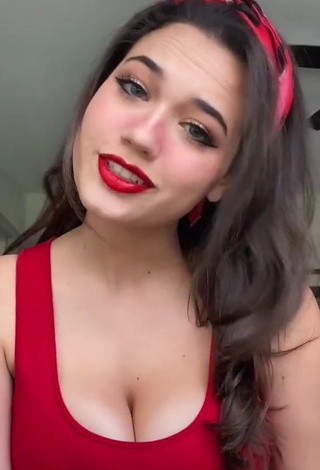 Beautiful Sofia Gomez Shows Cleavage in Sexy Red Top