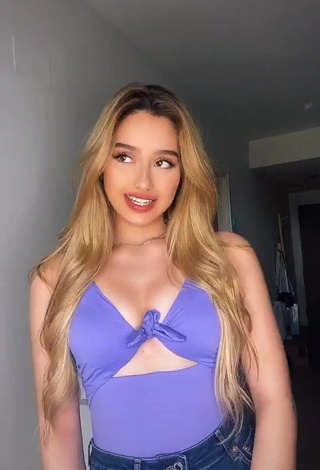 Cute Teressa Dillon Shows Cleavage in Blue Top