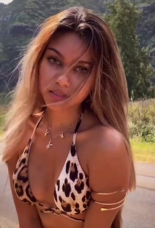 1. Irresistible Maile Hammahz Shows Cleavage in Leopard Bikini